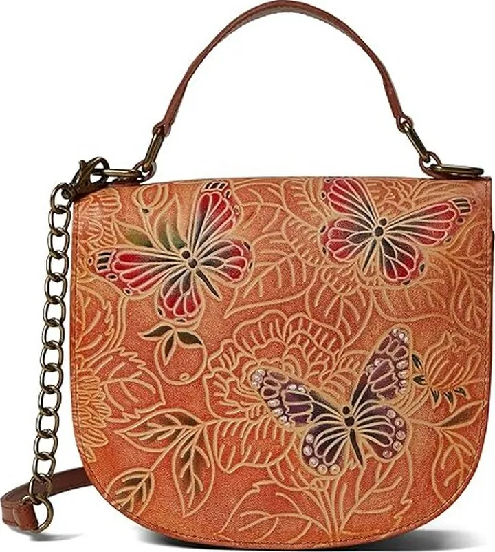 Anuschka Small Flap Crossbody 694 (Tooled Butterfly Multi) Handbags