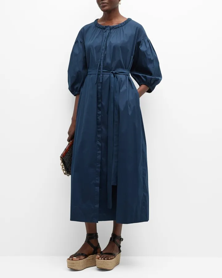Canto Puff-Sleeve Belted Dress