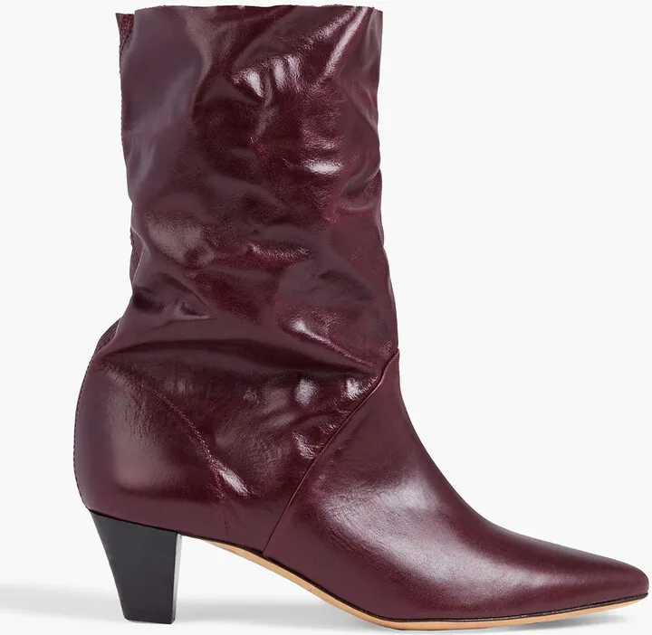 Drapity gathered leather ankle boots