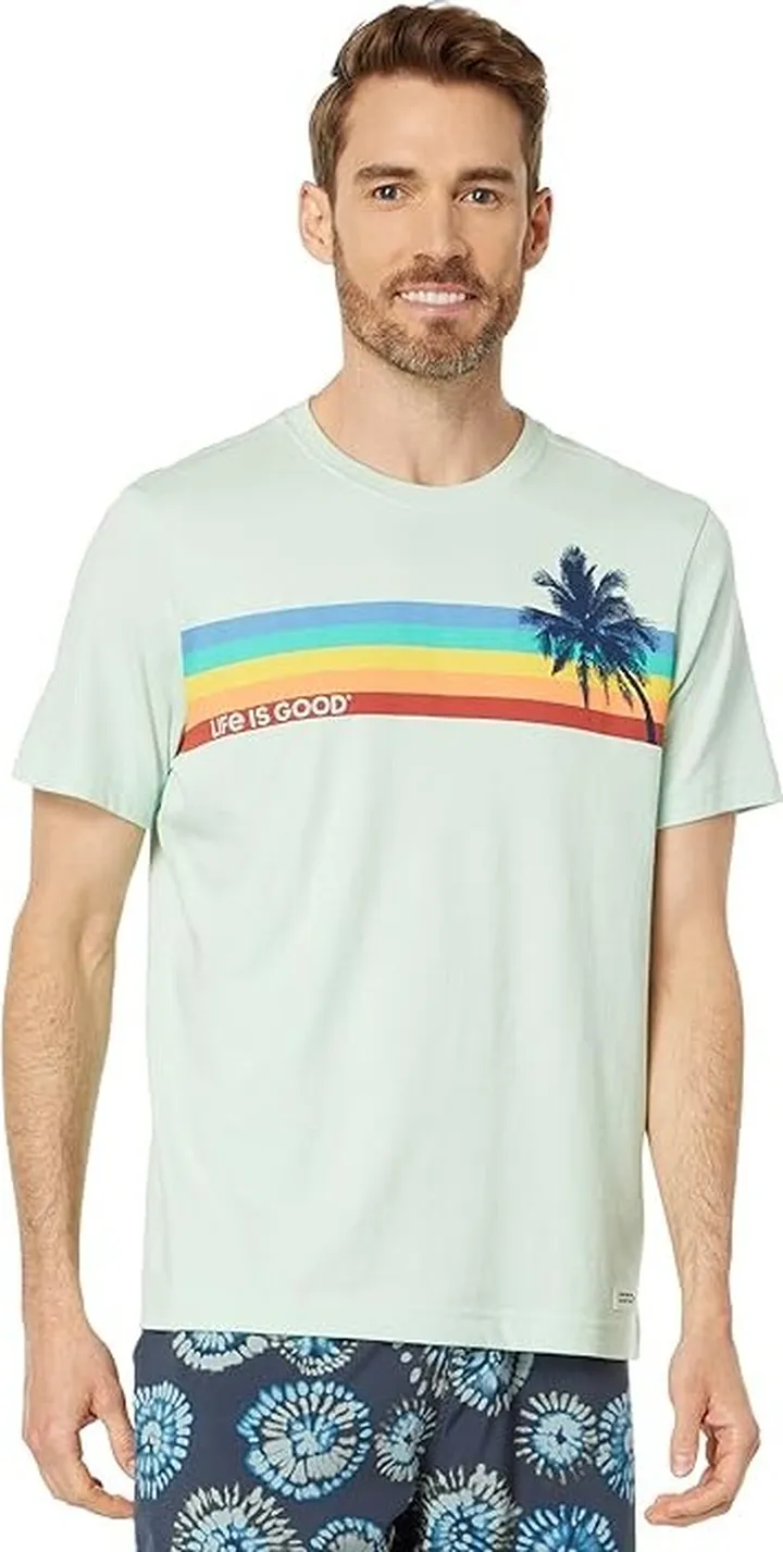 Life is Good Spectrum Palm Short Sleeve Crusher Tee (Sage Green) Men's T Shirt