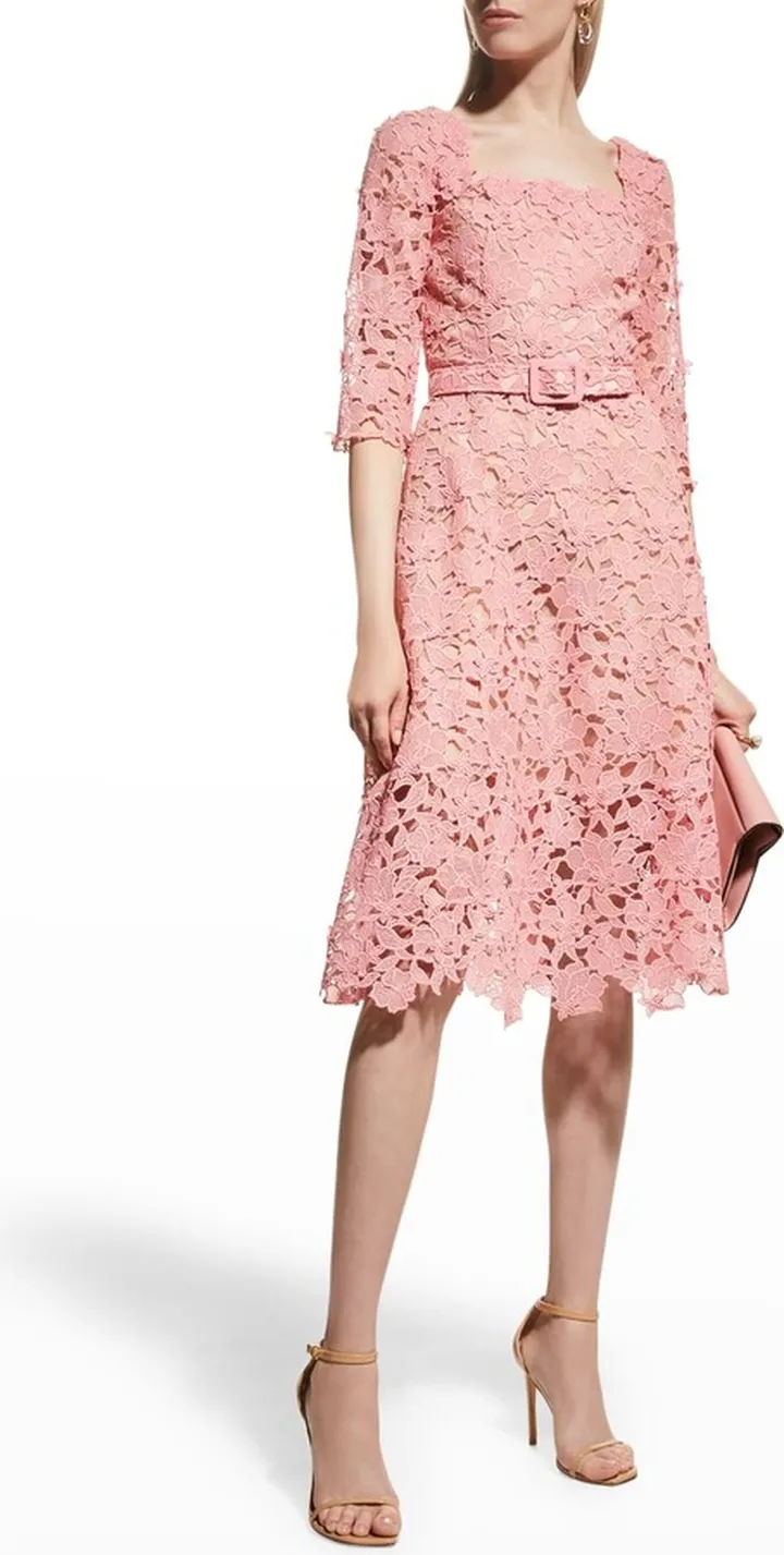 Floral Guipure Lace Midi Dress