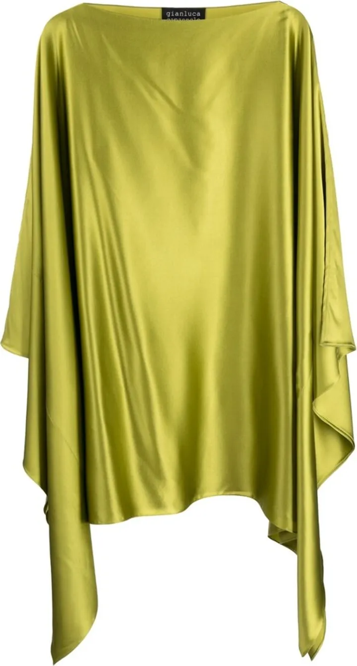 Cape-Design Silk Midi Dress