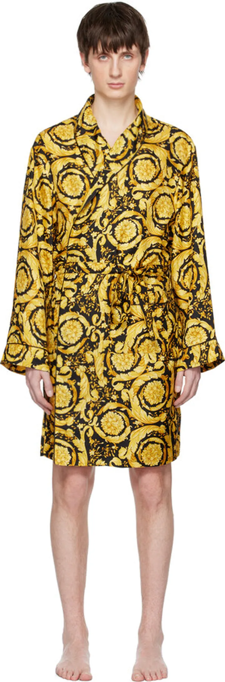 Versace Underwear Black Barocco Robe