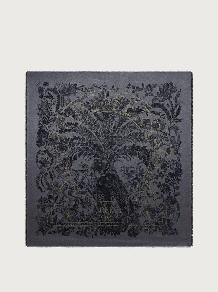 Ferragamo Women Jaguar print shawl Grey