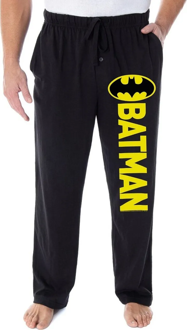 DC Comics Men's Batman Pajama Pants Classic Bat Logo Loungewear Sleep Pants (2X) Black
