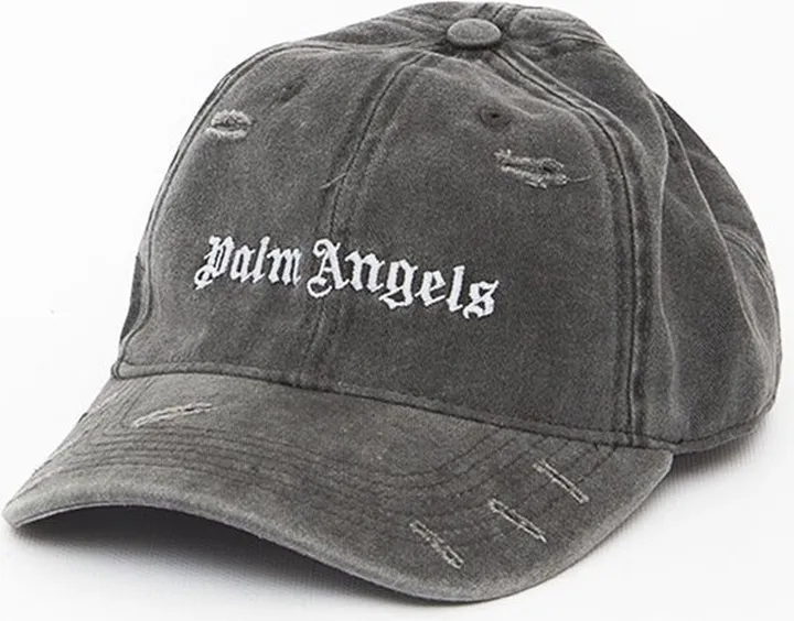 Palm Angels Logo Embroidered Distressed Baseball Cap