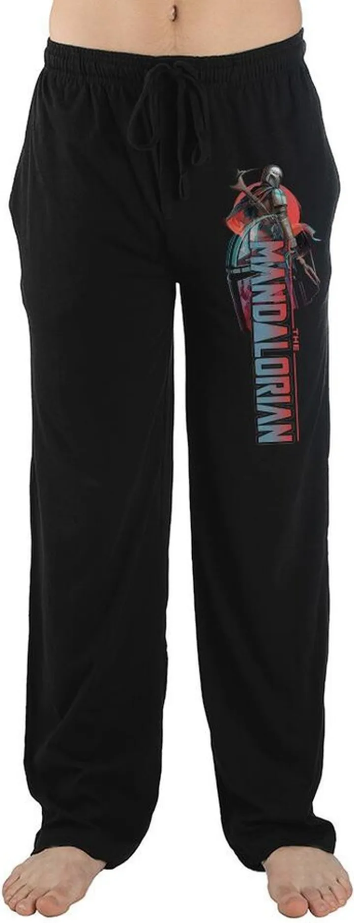 Mens Black Star Wars Mandalorian TV Series Sleep Pajama Pants-M