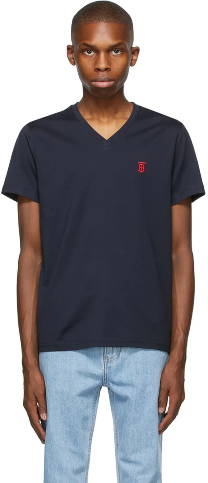 Burberry Navy Marlet V-Neck T-Shirt