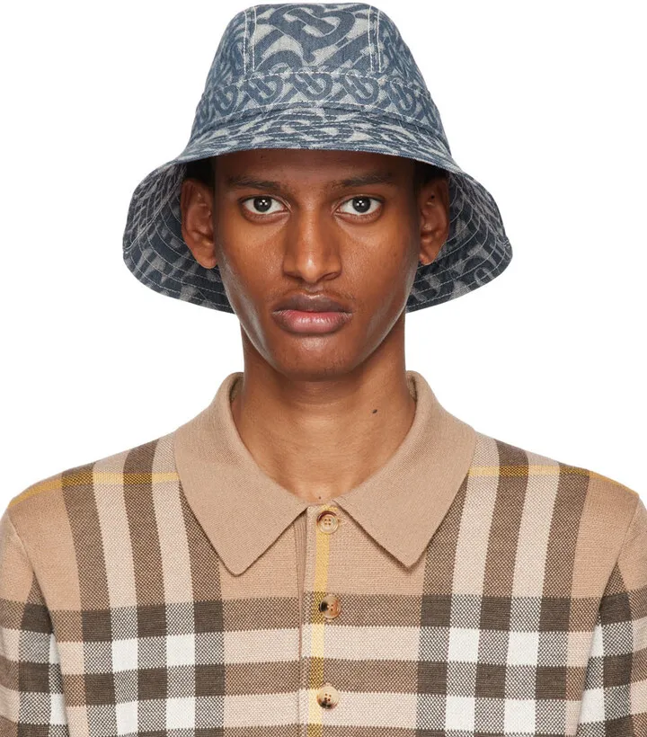 Burberry Blue Logo Bucket Hat