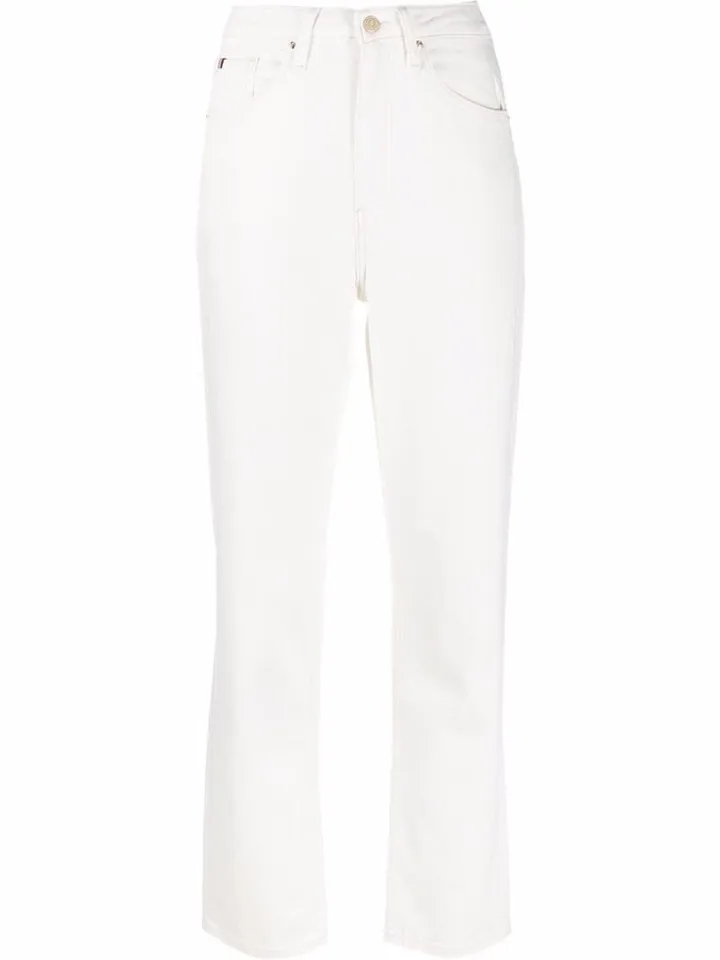Logo Embroidered Wide-Leg Jeans