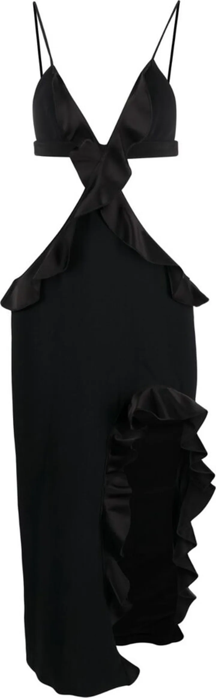 Asymmetric Ruffle-Trim Dress