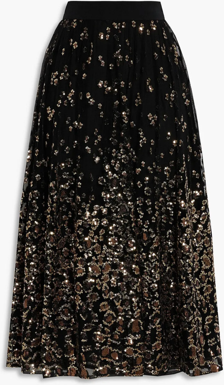 Sequined tulle midi skirt