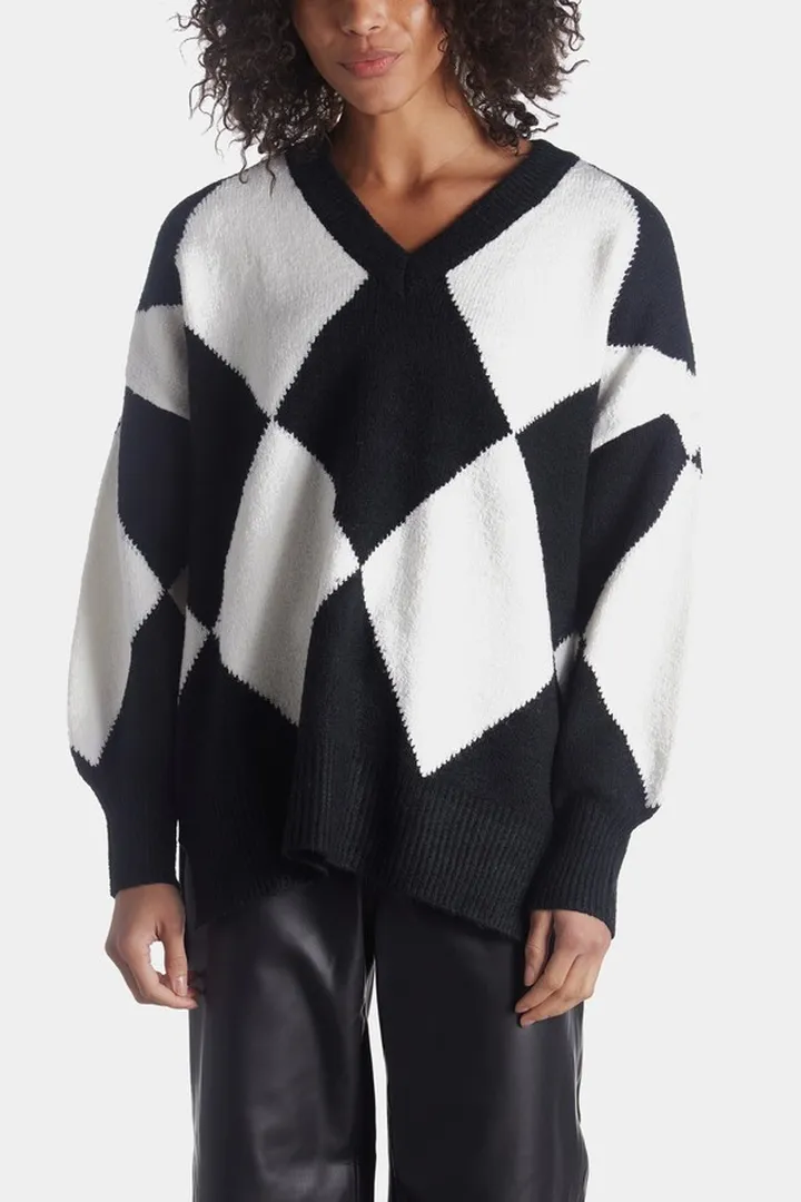Argyle V-Neck Sweater