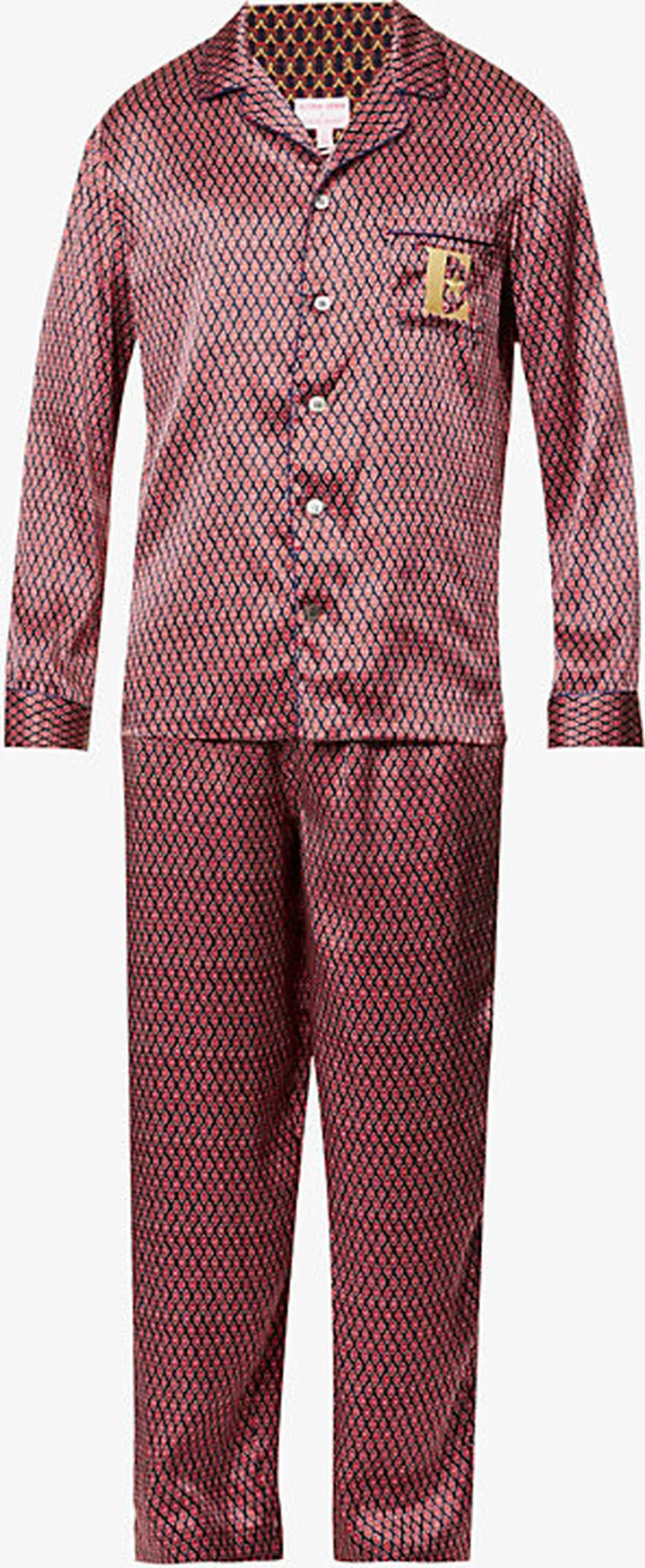Mens Navy Elton John x Brindisi Geometric-print Silk-satin Pyjamas Xxl