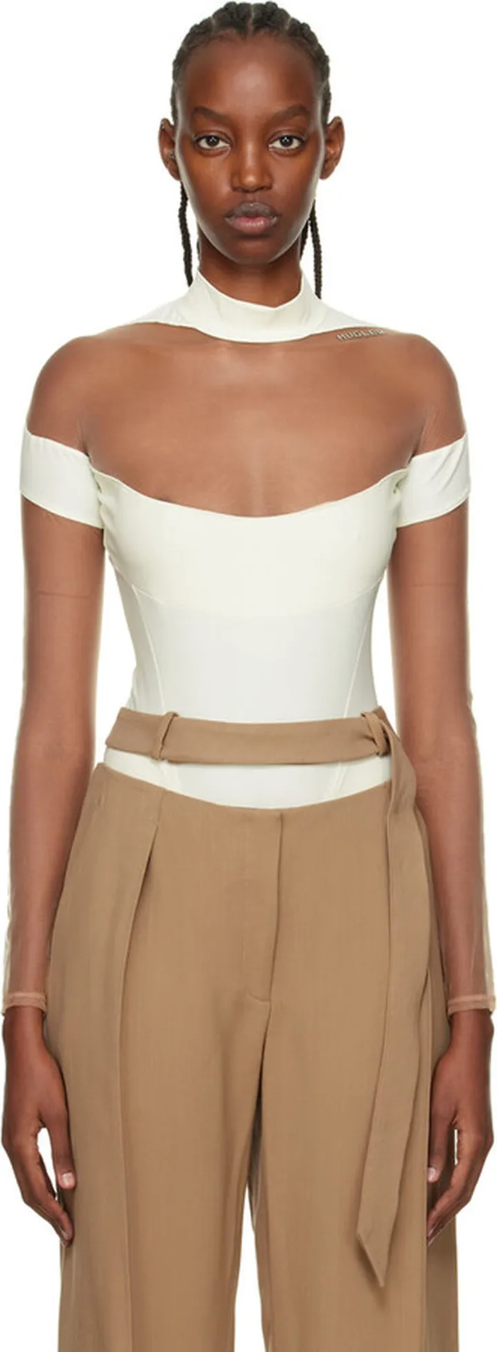 Mugler Off-White Illusion Bodysuit