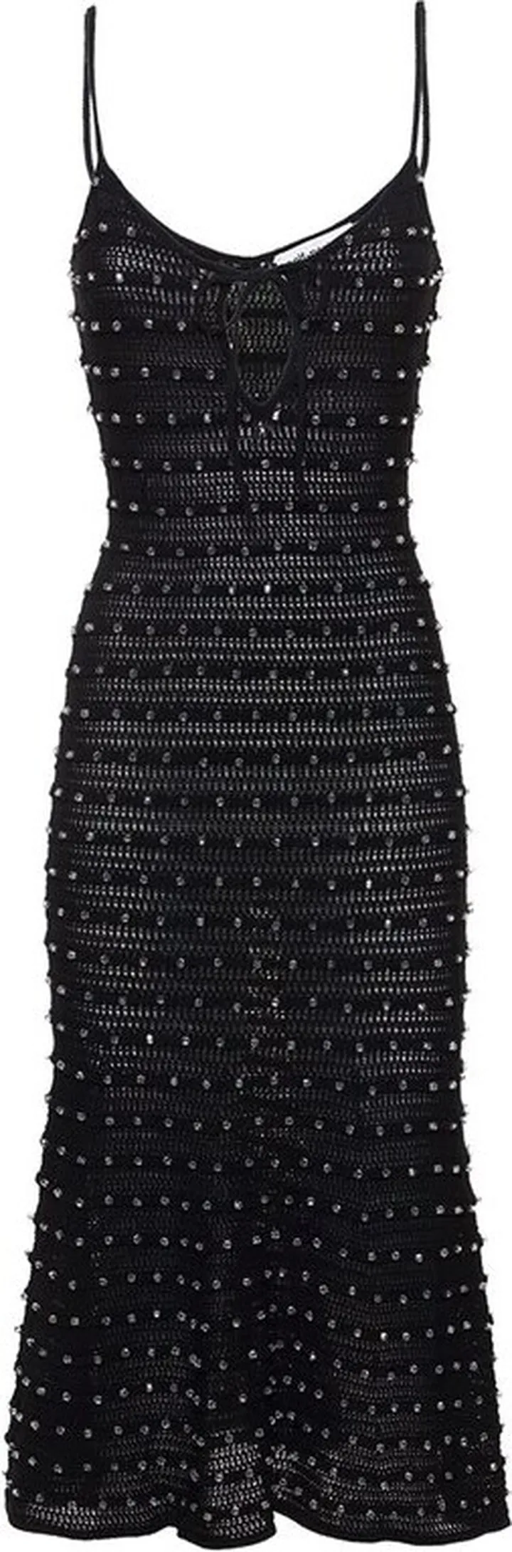 Self-Portrait Bead-Embellished Tie-Fastened Midi Dress
