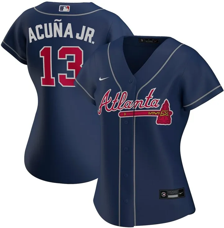 Women's Nike Ronald Acuna Jr. Navy Atlanta Braves Alternate Replica Player Jersey