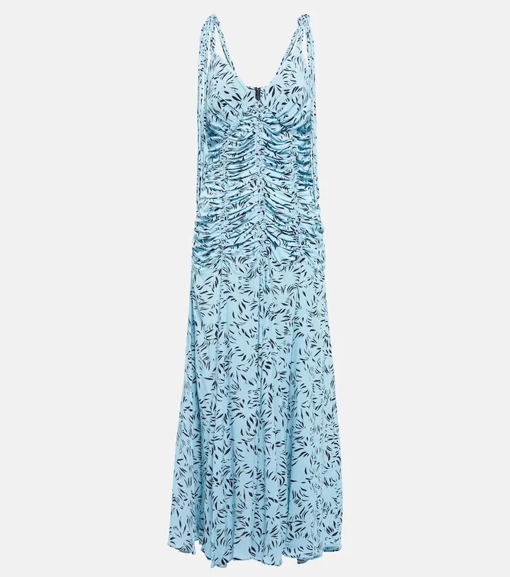 Floral ruched jersey maxi dress