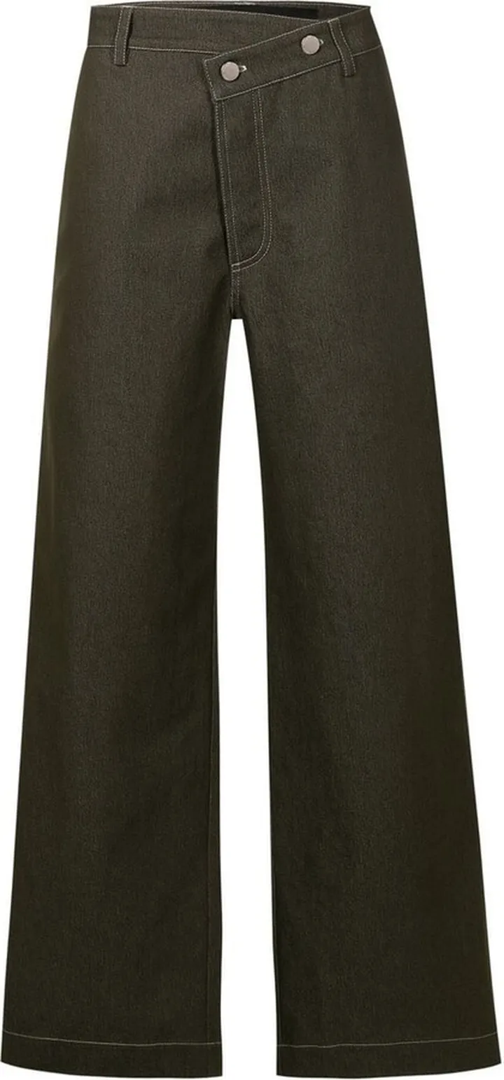Asymmetric Four-Pocket Straight Trousers