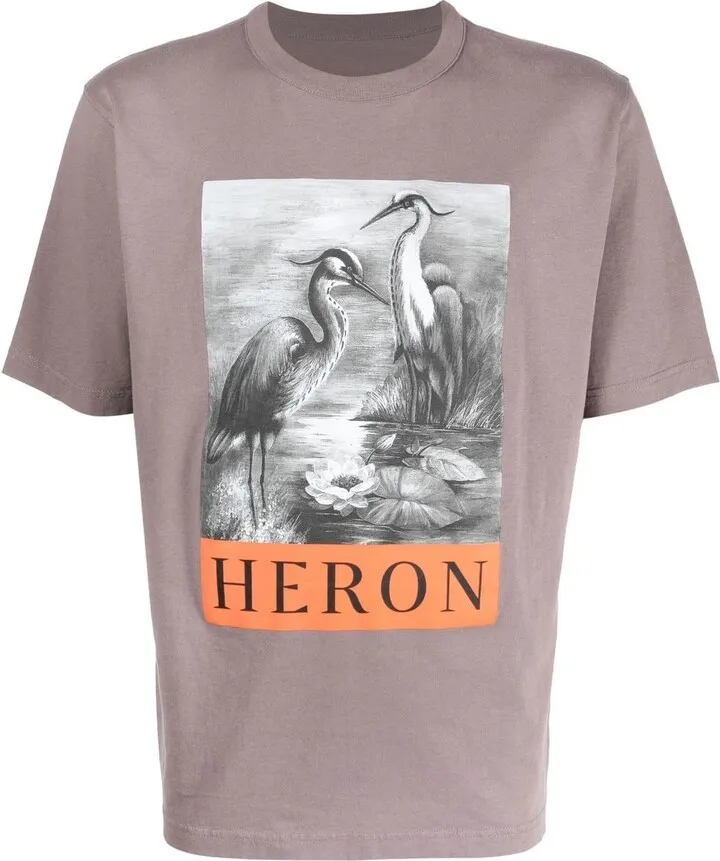 Heron-print cotton T-shirt