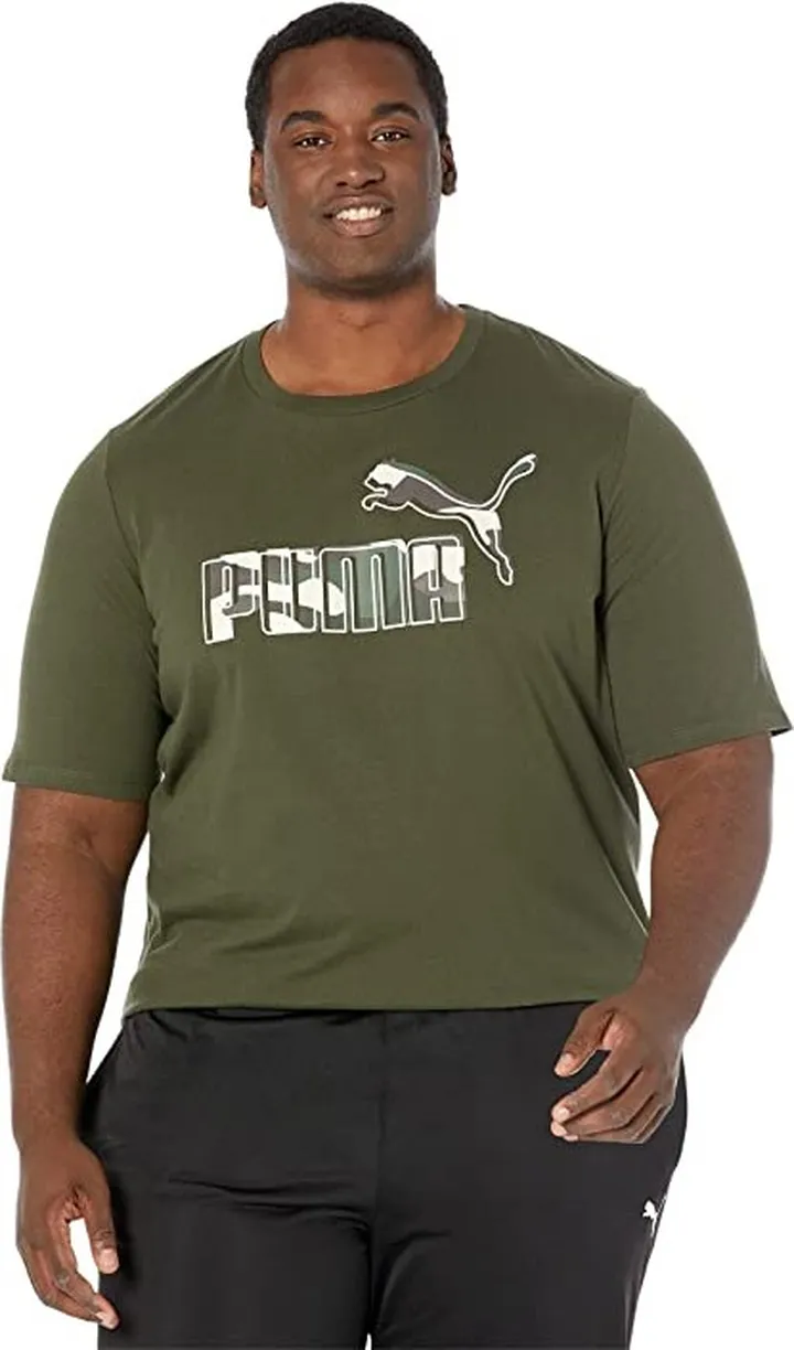 PUMA Big Tall No.1 Logo Camo Fill Tee (Forest Night) Men's Clothing