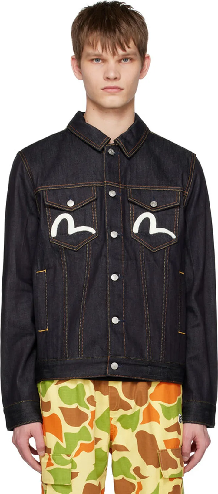 Evisu Indigo Printed Denim Jacket