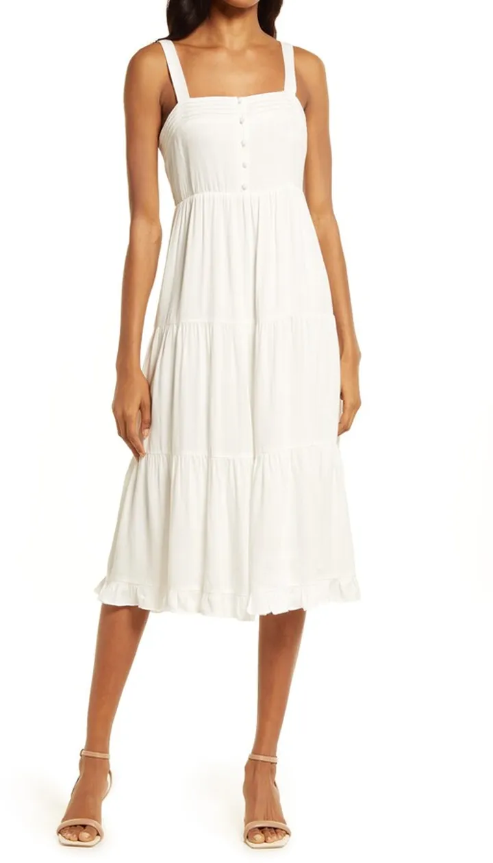 Button Front Sleeveless Dress