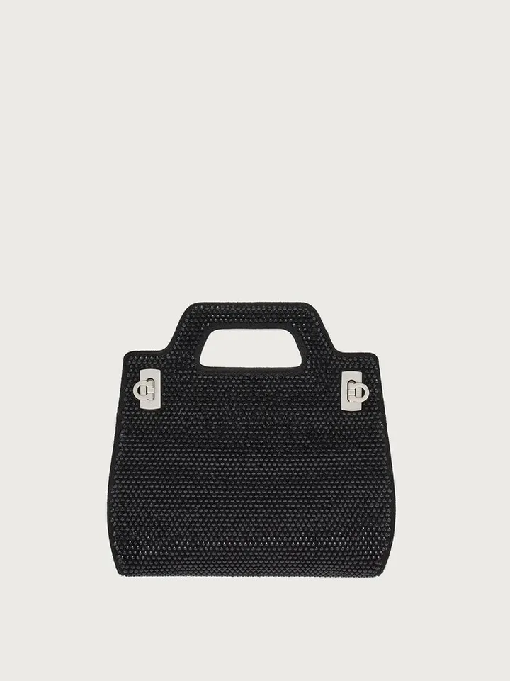 Ferragamo Women Wanda mini bag with crystals Black