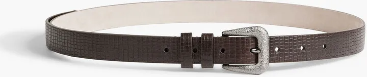Lizard-effect leather belt