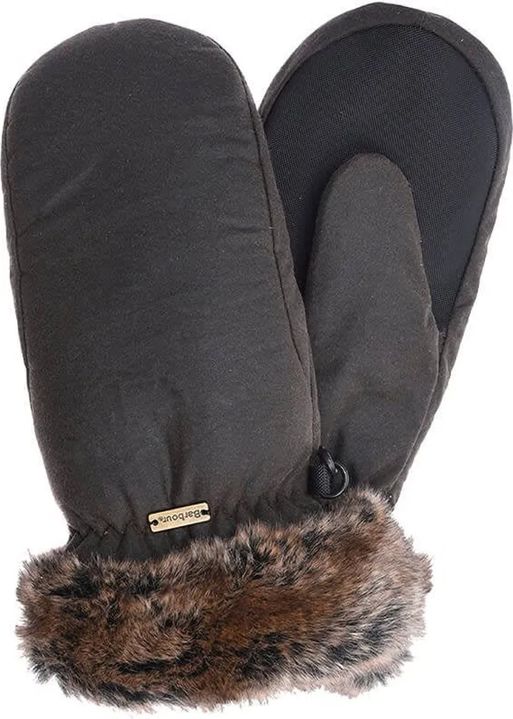 Barbour Olive Green Gloves With Faux Fur