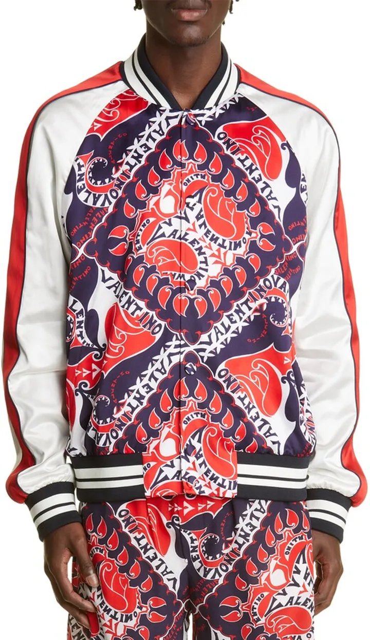Men's Bandana Print Bomber Jacket