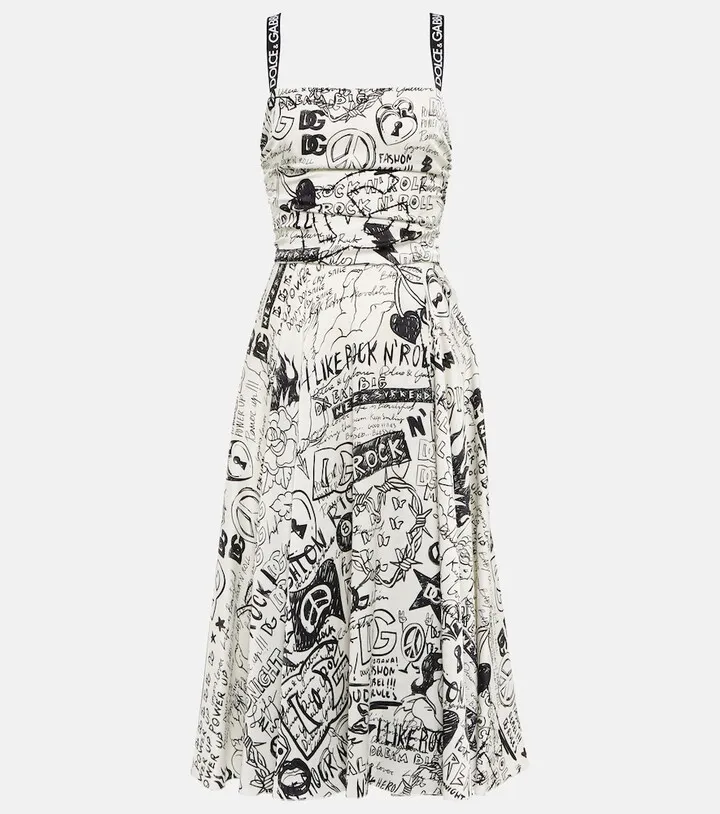 Printed silk-blend midi dress