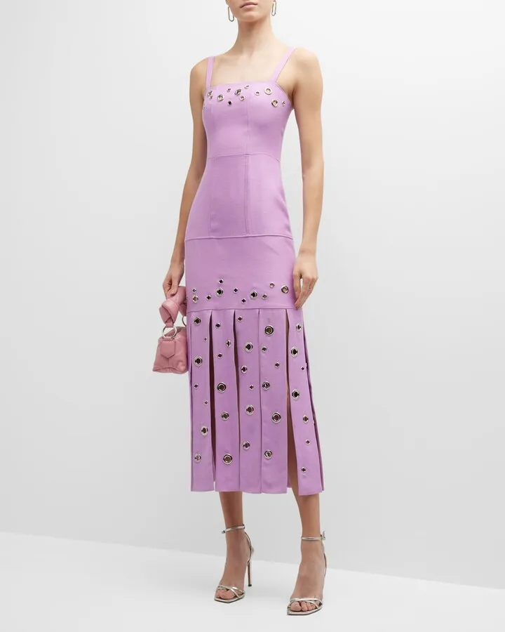Stasia Grommet-Embellished Midi Dress