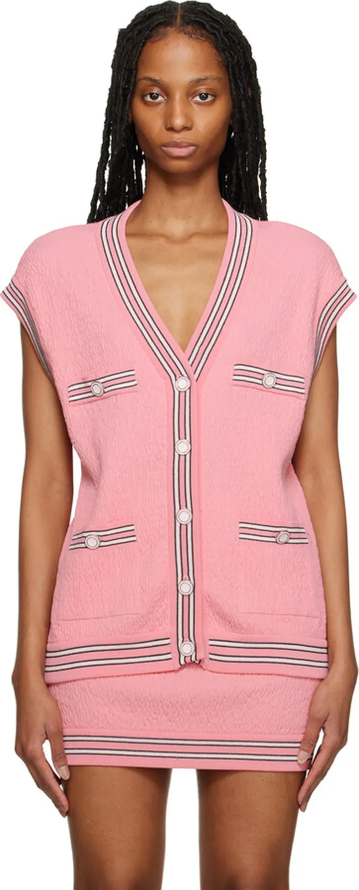 Pushbutton Pink Button Cardigan