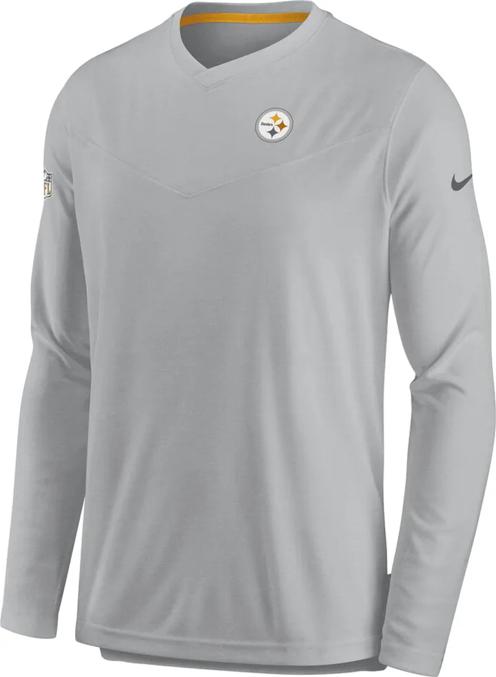 Nike Men's Dri-FIT Lockup Coach UV (NFL Pittsburgh Steelers) Long-Sleeve Top in Grey