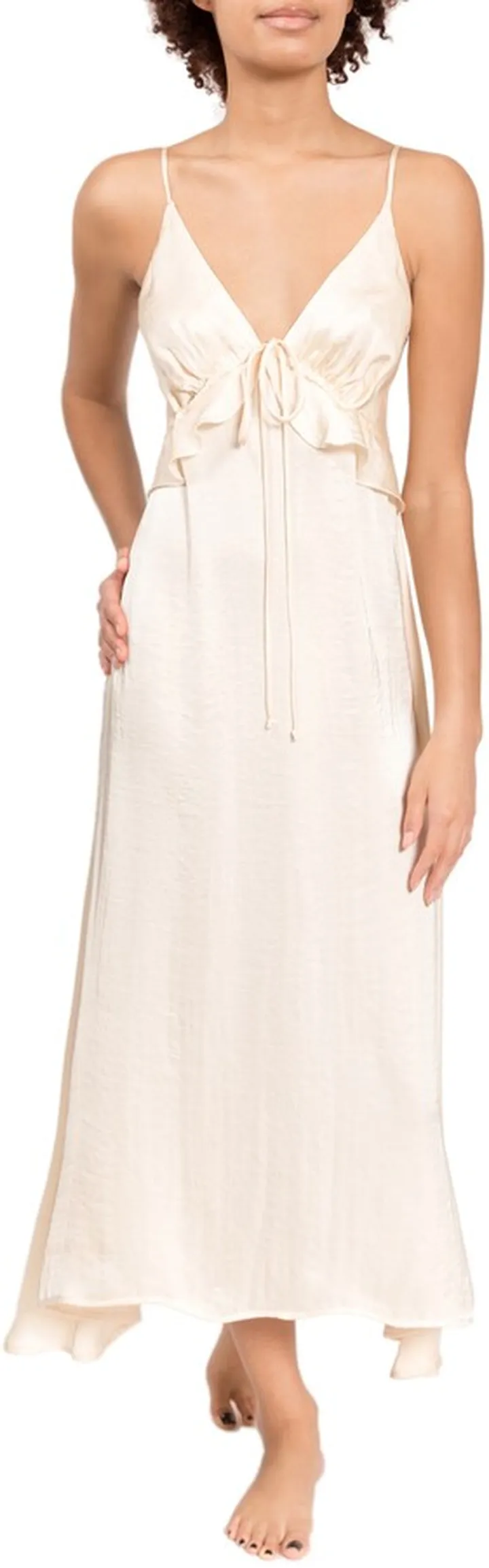 Empire Ruffle Satin Nightgown