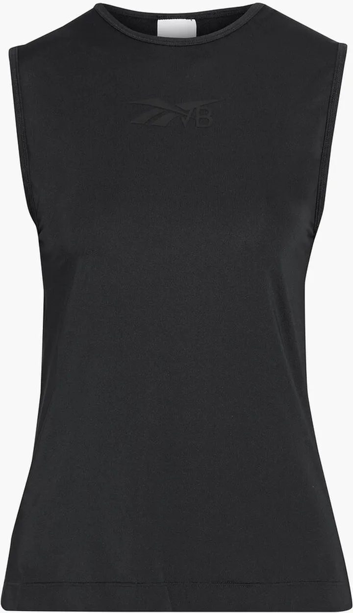 Mesh-paneled appliquéd stretch tank