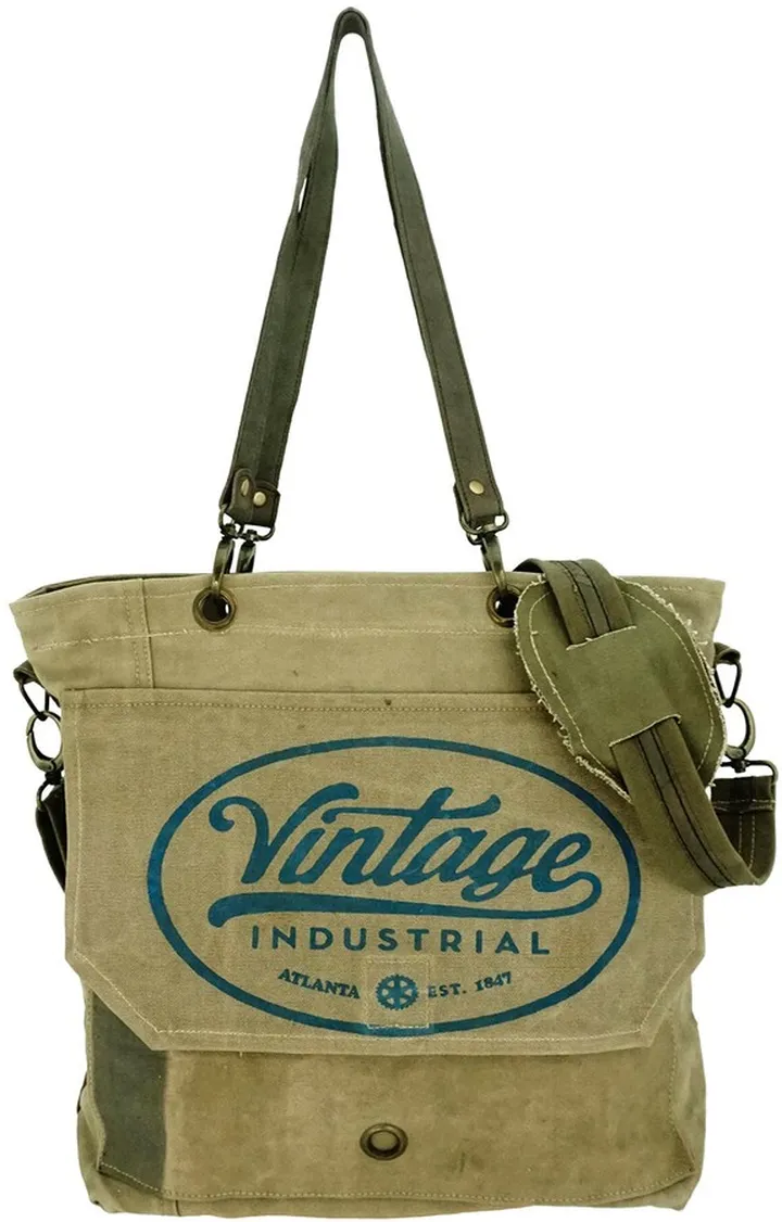 Industrial Print Tote Messenger Bag