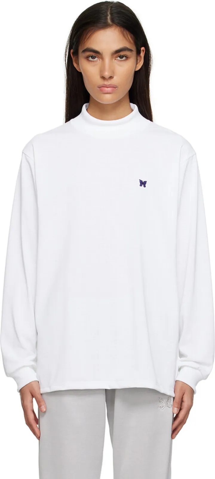 NEEDLES White Embroidered Turtleneck