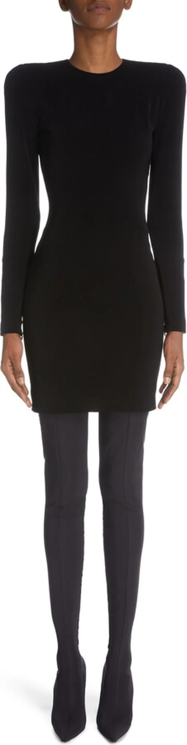 Long Sleeve Stretch Crepe Minidress