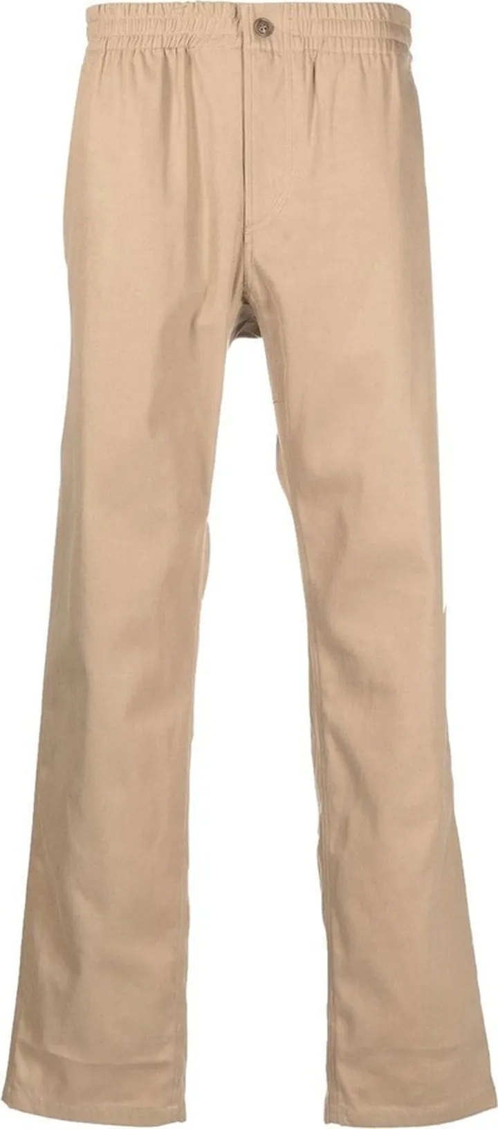 Elasticated-Waist Straight-Leg Trousers