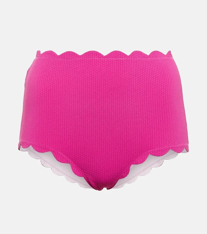 Scalloped high-rise bikini bottoms