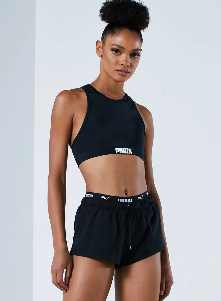 Logo Band Racerback Swim Top