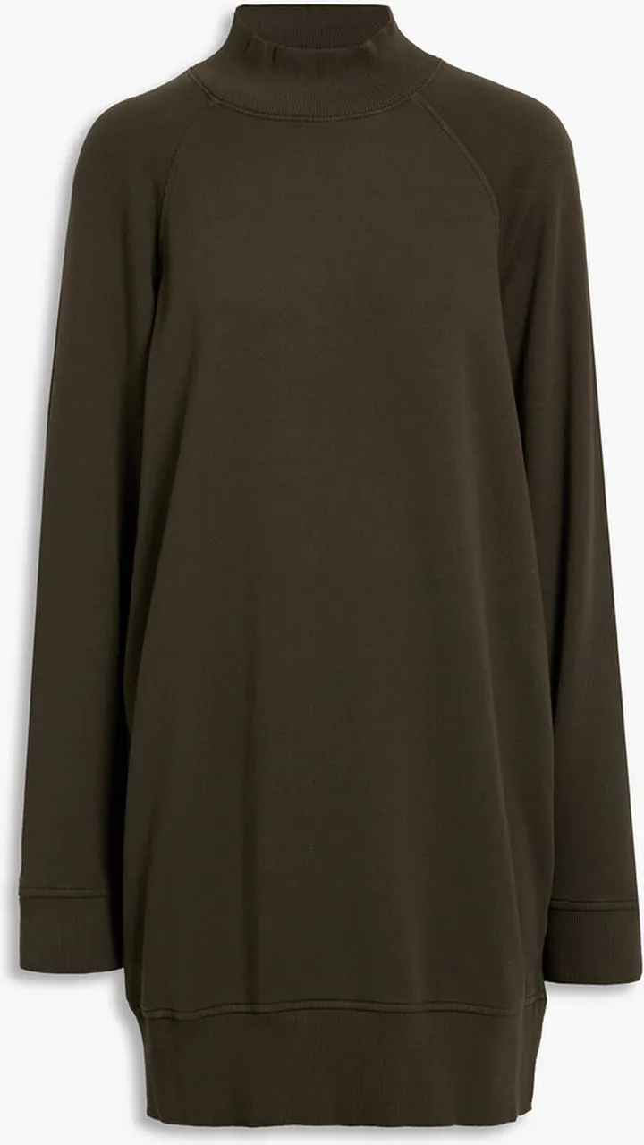 French cotton-terry turtleneck mini dress
