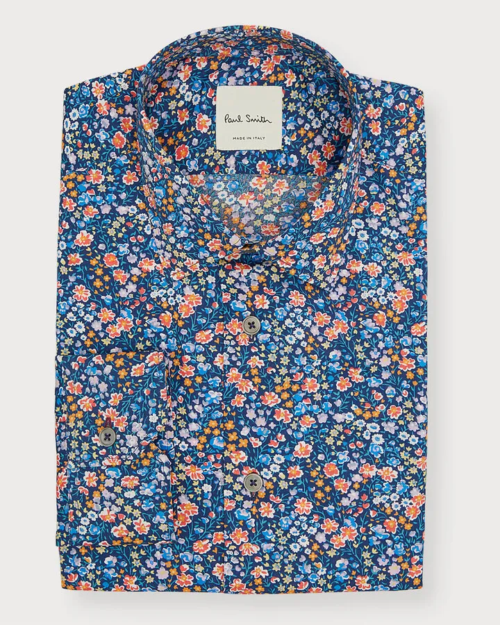 Men's Organic Cotton Floral-Print Sport Shirt