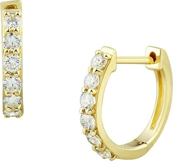 14K Yellow Gold & 0.25 TCW Diamond Huggie Earrings