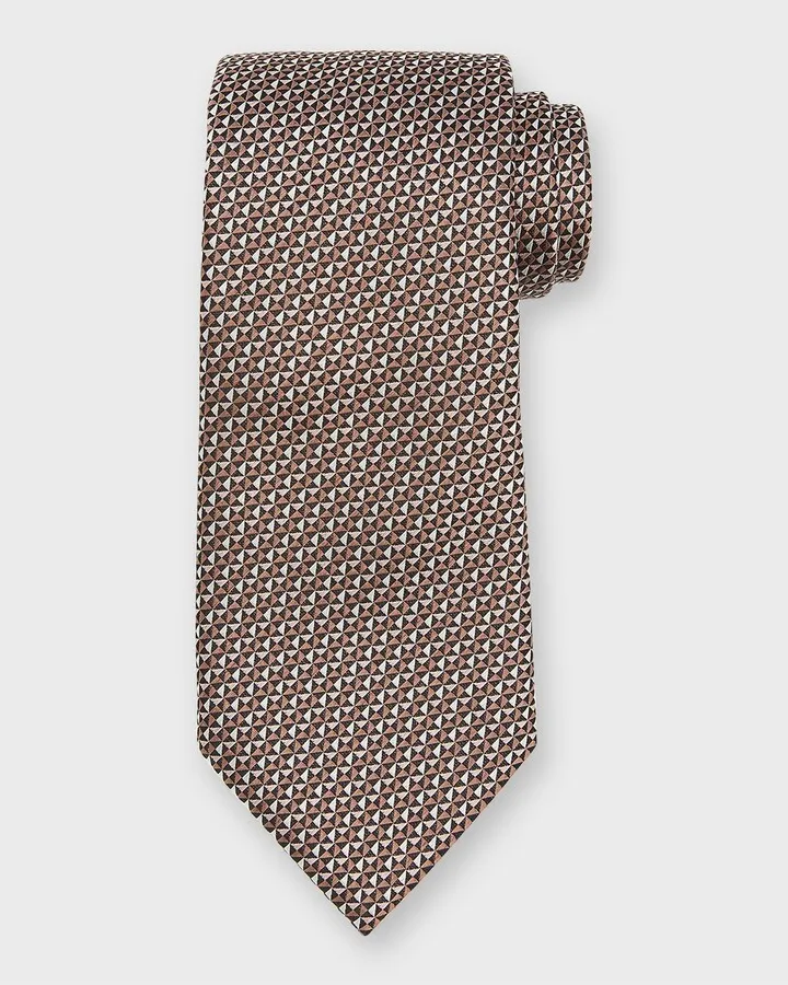 Men's Micro-Geometric Jacquard Silk Tie