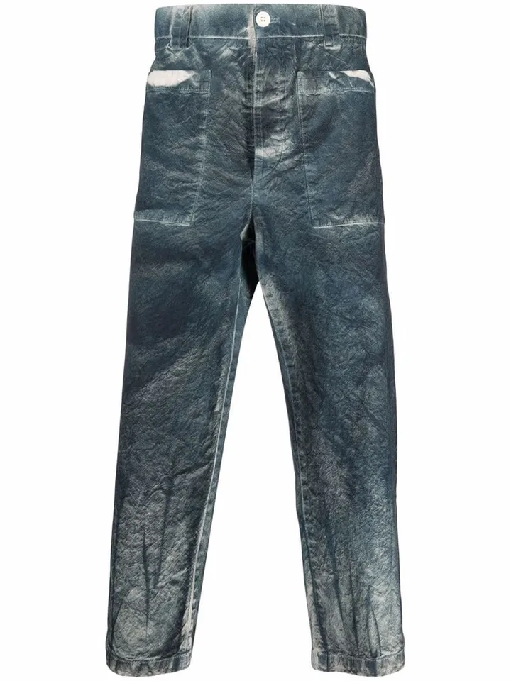 Bleached-Effect Cropped Trousers