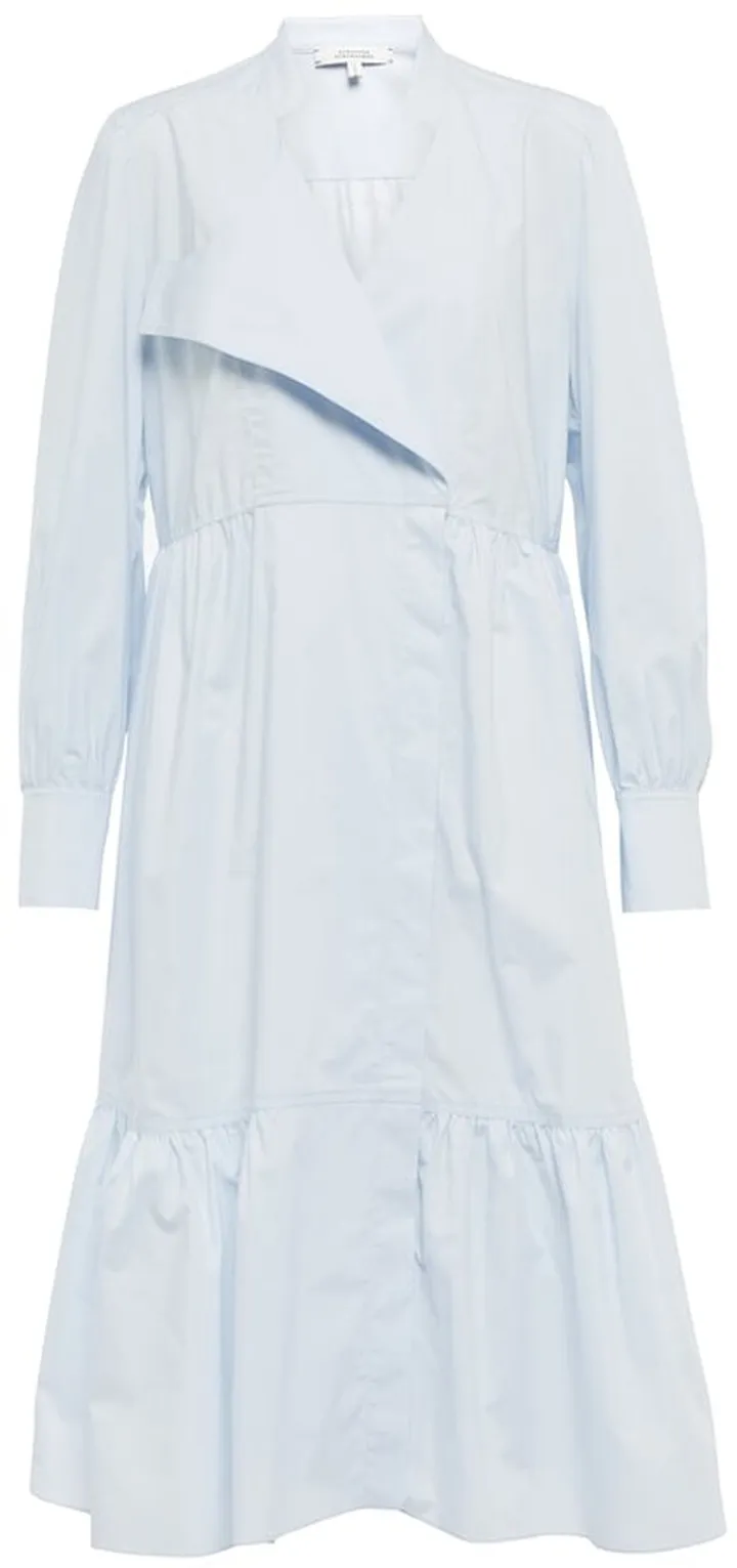 Ruffled cotton poplin shirt dress