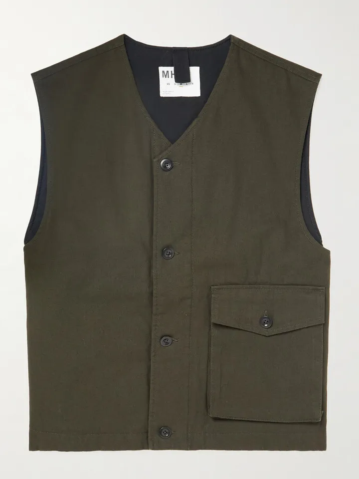 Recycled Cotton-Gabardine Gilet